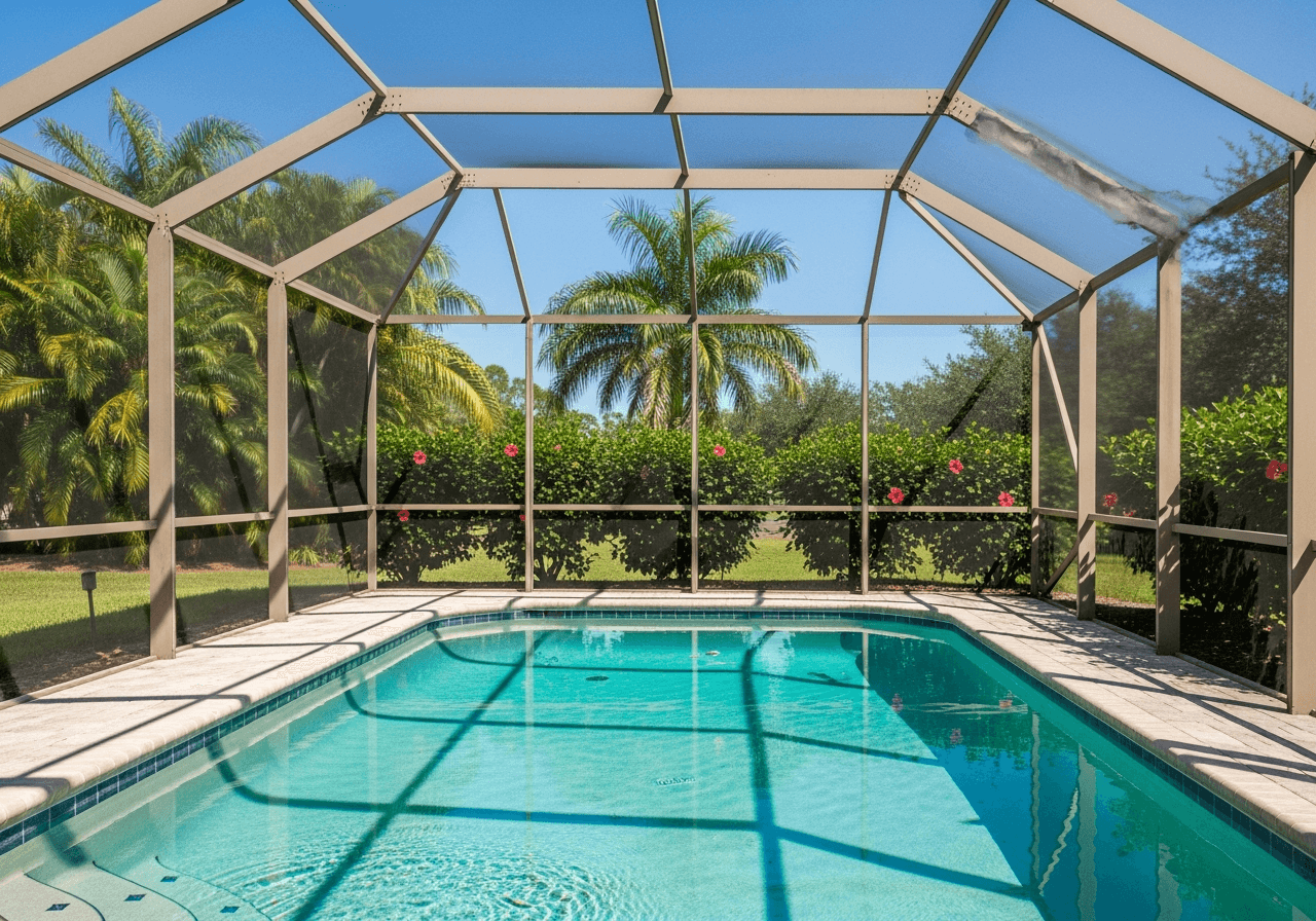 Full Pool Cage Rescreening — after example